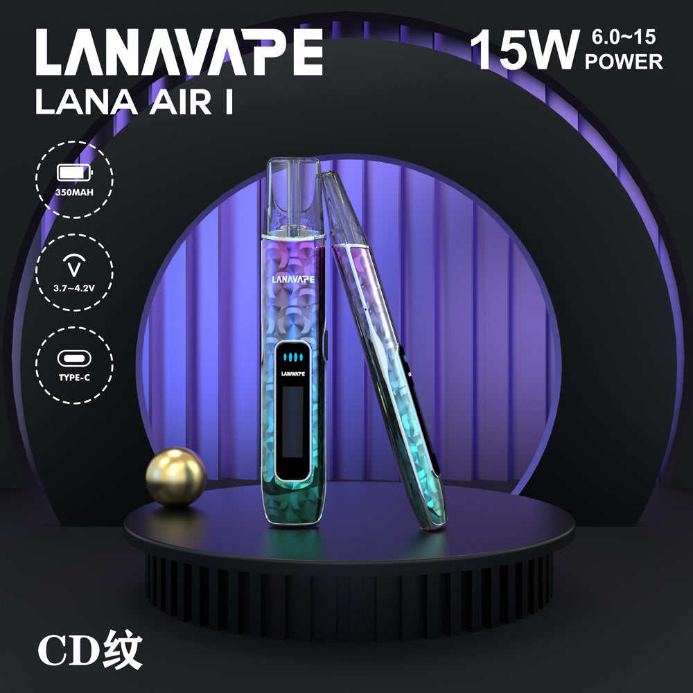 【LANA AIR 1 一代主機】智能超大液晶屏幕＋精準功率控制 6W-15W可調 高續航煙桿，適用於 IAIL、魅嗨、SP2S 等一代霧化彈-VAKA糖果雲煙館