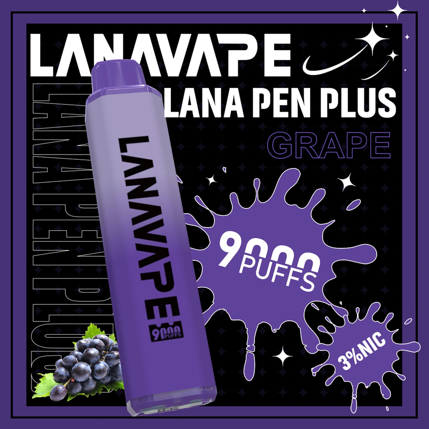 【LANA 9000口拋棄式】LANA PEN PLUS一次性電子煙 |  15ML大容量 | 具有變色LED燈設計 | VAKA糖果雲煙館