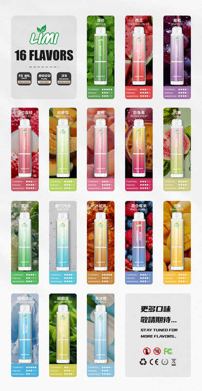 【LIMI發光拋棄式】🔥 8000口PUFFS電子煙-新品辣妹拋棄式/發光棒 一次性大容量熒光棒電子煙✨-VAKA糖果雲煙館